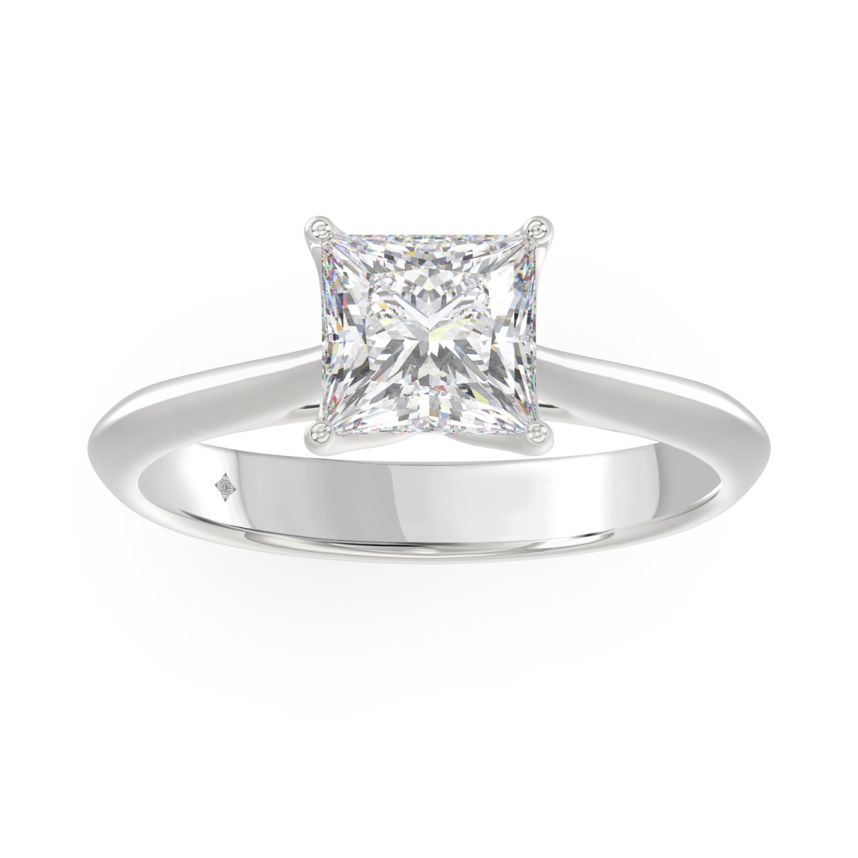 LADIES SOLITAIRE RING 1 1/2CT PRINCESS DIAMOND 14K WHITE GOLD - Image 1