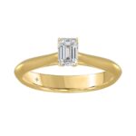 LADIES SOLITAIRE RING 1/2CT EMERALD DIAMOND 18K YELLOW GOLD