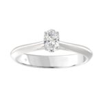 LADIES SOLITAIRE RING 1/2CT OVAL DIAMOND 14K WHITE GOLD