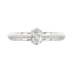 LADIES SOLITAIRE RING 1/2CT OVAL DIAMOND 14K WHITE GOLD - Image 5