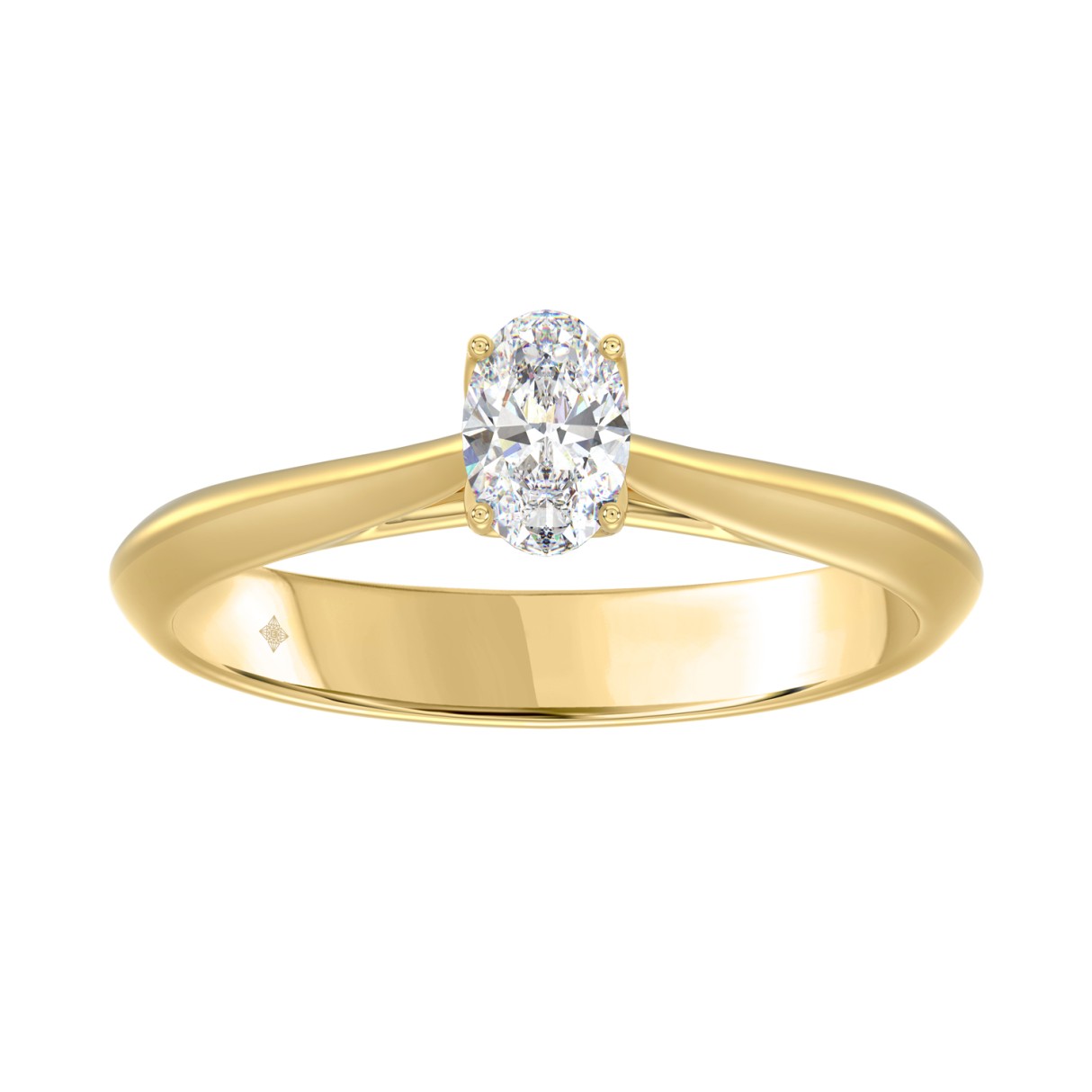 LADIES SOLITAIRE RING 1/2CT OVAL DIAMOND 18K YELLOW GOLD - Image 1