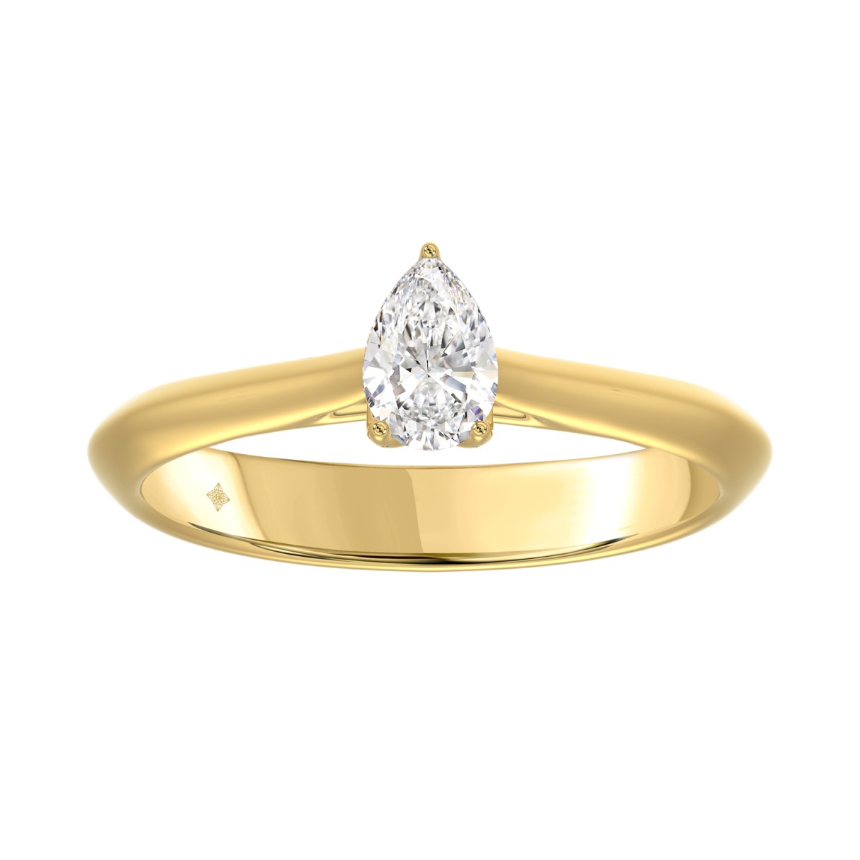 LADIES SOLITAIRE RING 1/2CT PEAR DIAMOND 14K YELLOW GOLD - Image 1