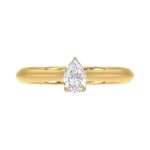 LADIES SOLITAIRE RING 1/2CT PEAR DIAMOND 14K YELLOW GOLD - Image 5