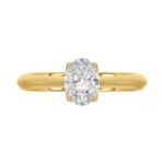 LADIES SOLITAIRE RING 1CT OVAL DIAMOND 14K YELLOW GOLD - Image 5