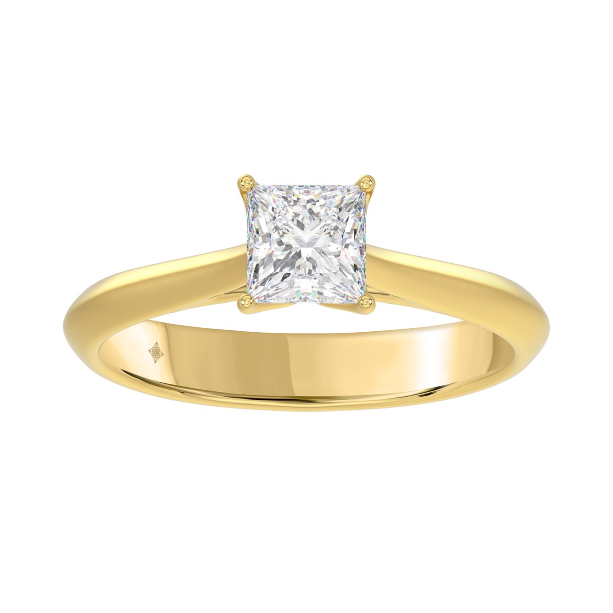 LADIES SOLITAIRE RING 1CT PRINCESS DIAMOND 14K YELLOW GOLD - Image 1