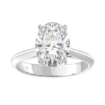 LADIES SOLITAIRE RING 4CT OVAL DIAMOND 14K WHITE GOLD