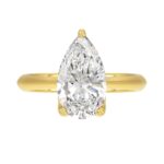 LADIES SOLITAIRE RING 4CT PEAR DIAMOND 14K YELLOW GOLD - Image 5