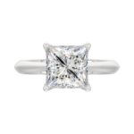 LADIES SOLITAIRE RING 4CT PRINCESS DIAMOND 14K WHITE GOLD - Image 5