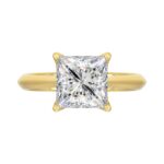 LADIES SOLITAIRE RING 4CT PRINCESS DIAMOND 14K YELLOW GOLD - Image 5