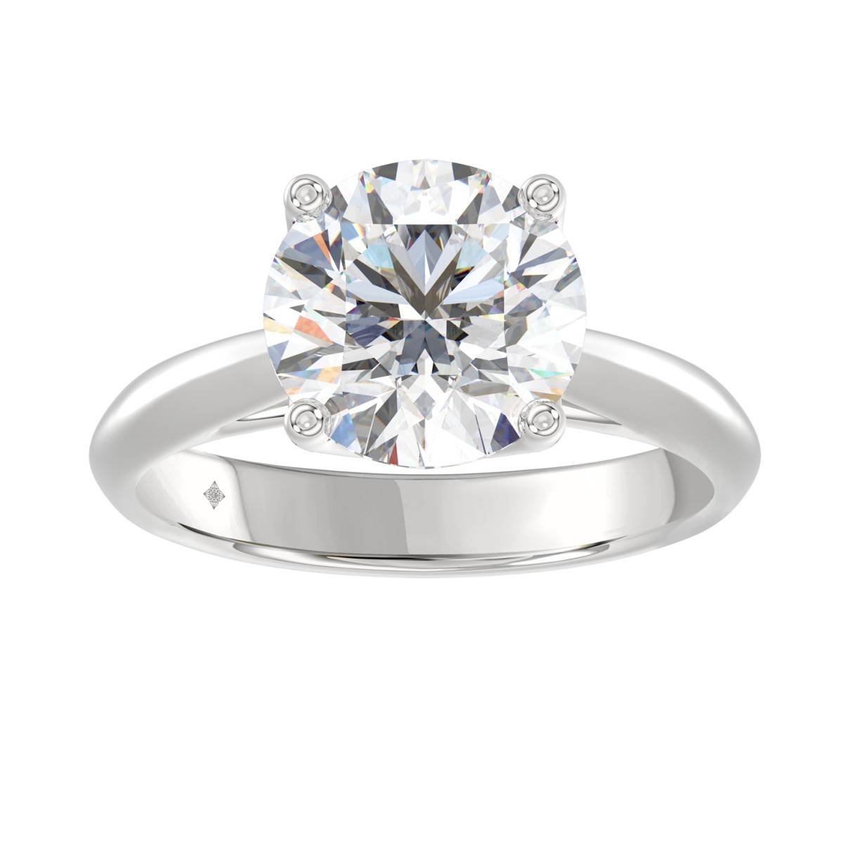 LADIES SOLITAIRE RING 4CT ROUND DIAMOND 14K WHITE GOLD - Image 1