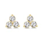 LADIES EARRINGS 1CT ROUND DIAMOND 14K YELLOW GOLD