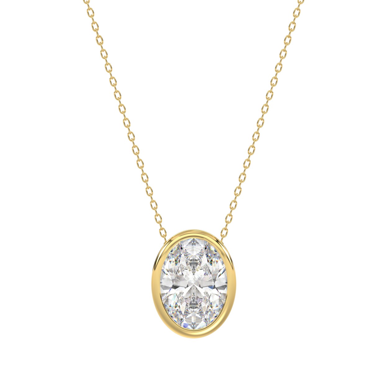 LADIES SOLITAIRE PENDANT 2CT OVAL DIAMOND 14K YELLOW GOLD - Image 1