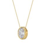 LADIES SOLITAIRE PENDANT 2CT OVAL DIAMOND 14K YELLOW GOLD - Image 3