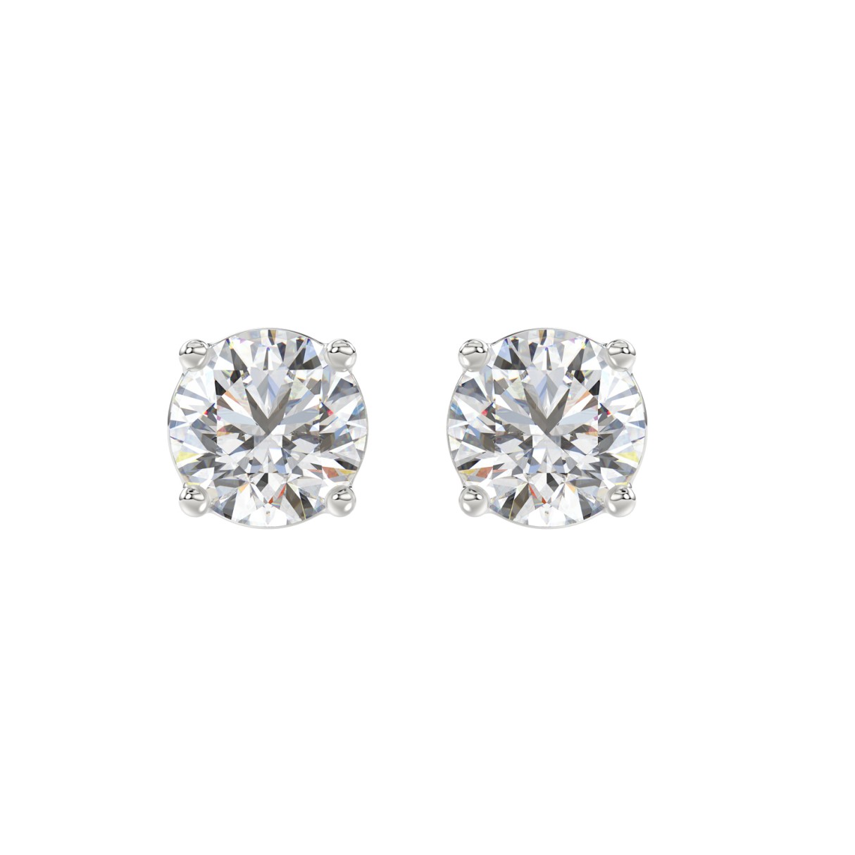 14K WHITE GOLD 4CT ROUND DIAMOND LADIES SOLITAIRE EARRINGS (CENTER STONE ROUND DIAMOND 2CT ) - Image 1