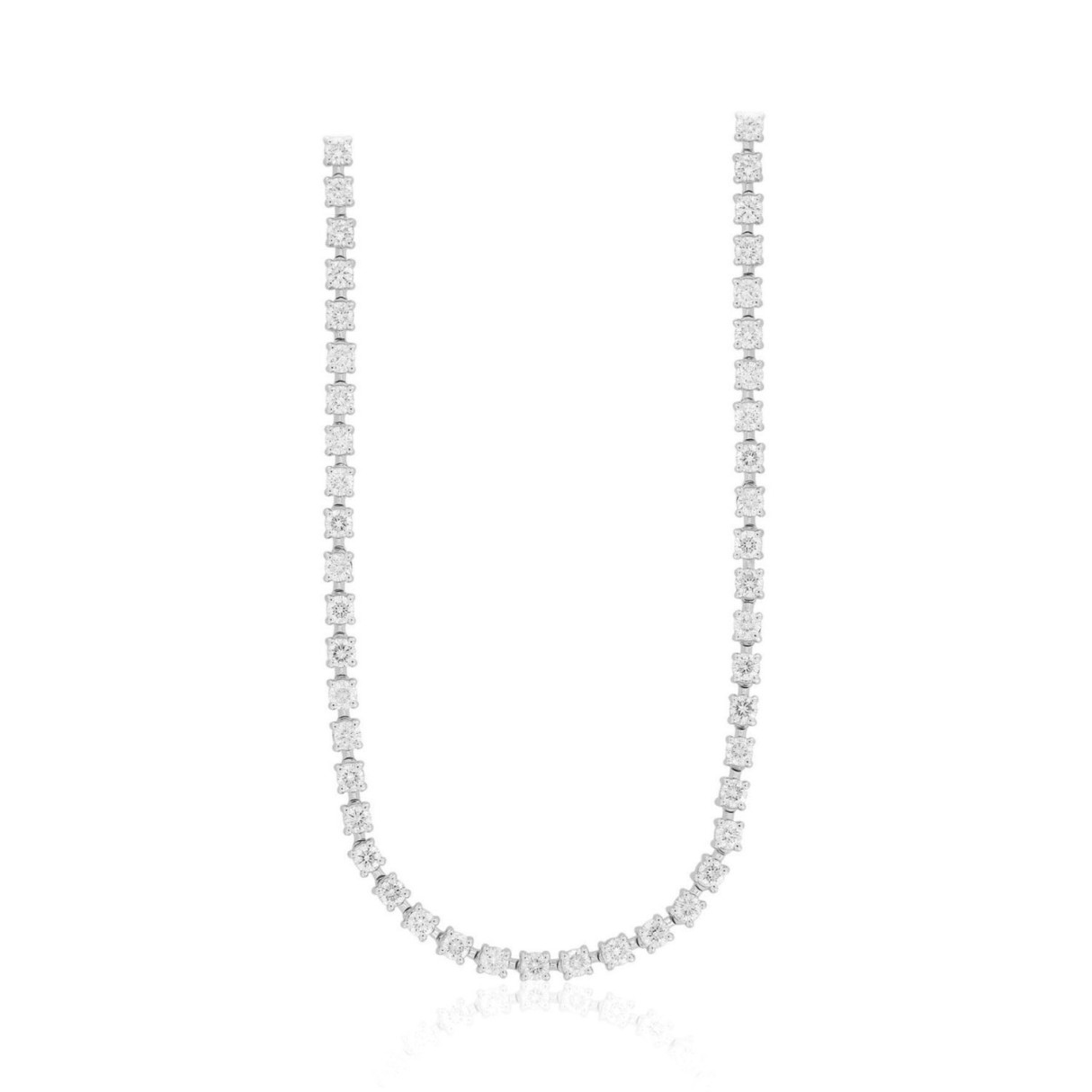14K WHITE GOLD 7CT ROUND DIAMOND LADIES NECKLACE - Image 1