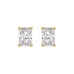 14K YELLOW GOLD 4CT RADIANT DIAMOND LADIES SOLITAIRE EARRINGS