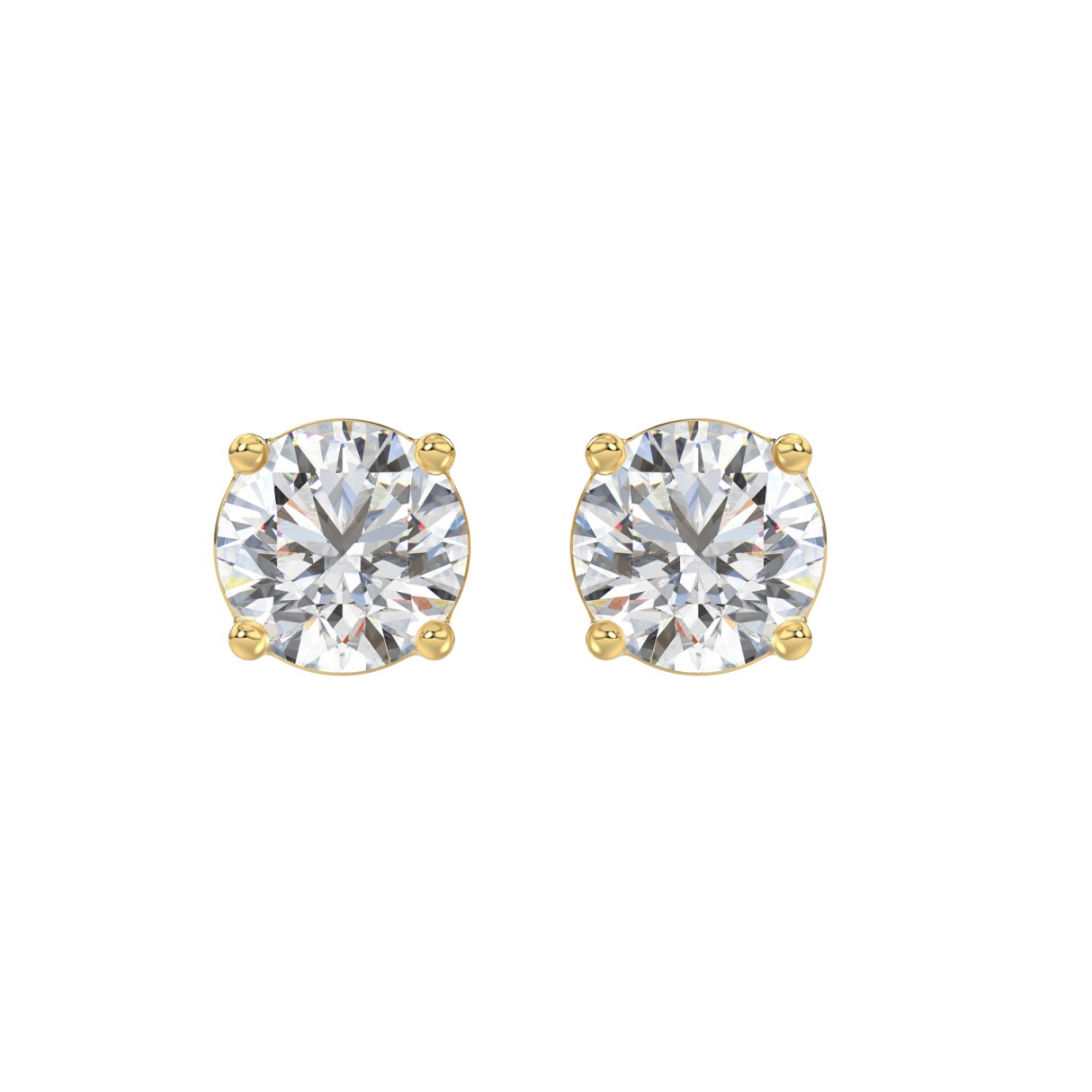 14K YELLOW GOLD 4CT ROUND DIAMOND LADIES SOLITAIRE EARRINGS (CENTER STONE ROUND DIAMOND 2CT ) - Image 1