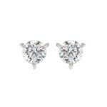 18K WHITE GOLD 3.00CT ROUND DIAMOND SOLITAIRE EARRINGS (TALON CLAWS LOCK)