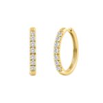 18K YELLOW GOLD 1.00CT ROUND DIAMOND HOOP EARRINGS - Image 3
