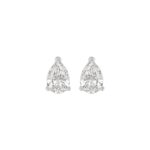 LADIES SOLITAIRE EARRINGS 1 1/2CT PEAR DIAMOND 14K WHITE GOLD