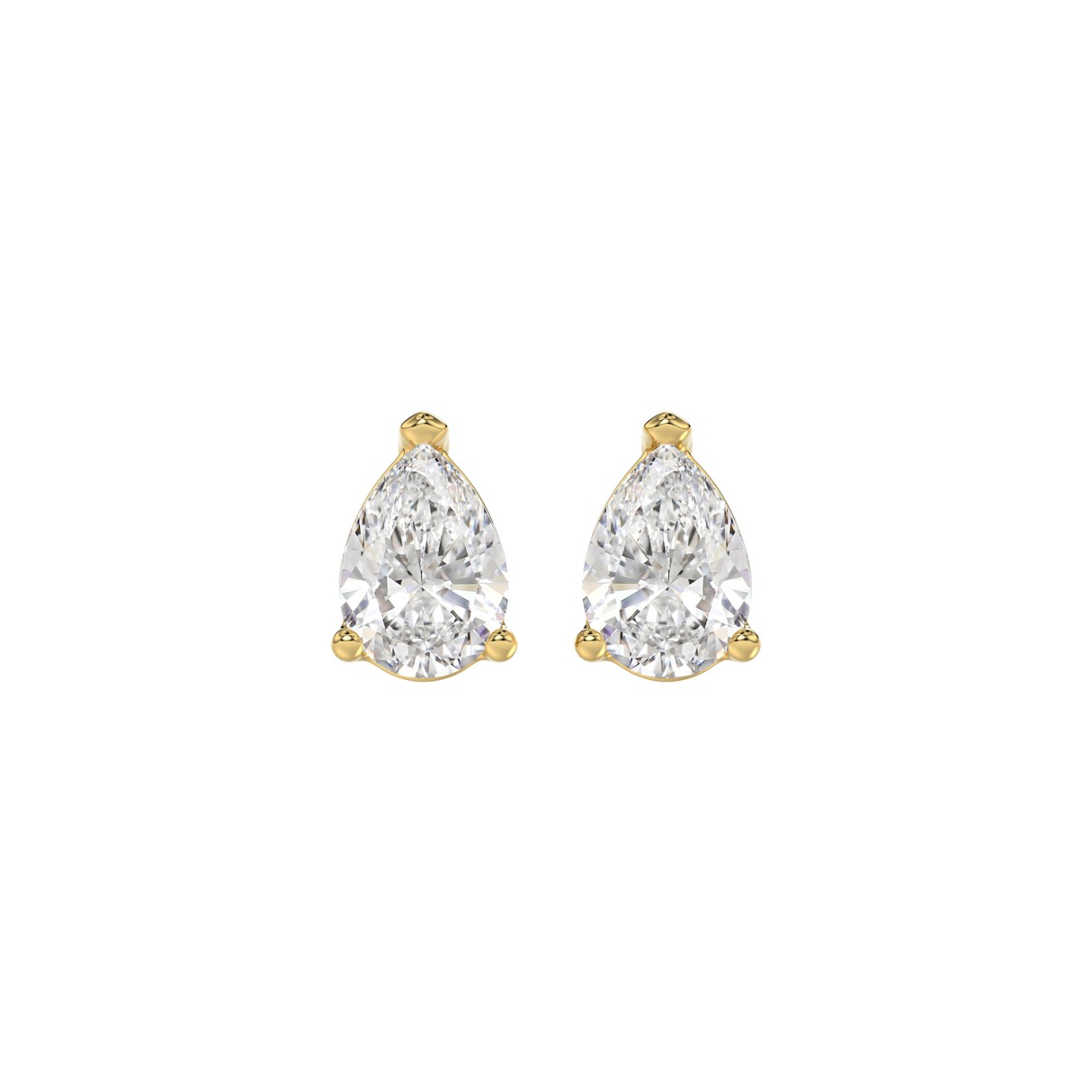 LADIES SOLITAIRE EARRINGS 1 1/2CT PEAR DIAMOND 14K YELLOW GOLD - Image 1