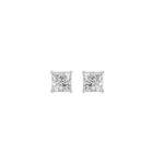 LADIES SOLITAIRE EARRINGS 1/2CT PRINCESS DIAMOND 14K WHITE GOLD (CENTER STONE PRINCESS DIAMOND 1/4CT )