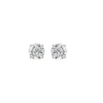 LADIES SOLITAIRE EARRINGS 1/2CT ROUND DIAMOND 14K WHITE GOLD