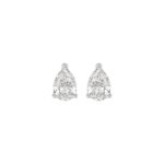 LADIES SOLITAIRE EARRINGS 1CT PEAR DIAMOND 14K WHITE GOLD
