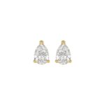 LADIES SOLITAIRE EARRINGS 1CT PEAR DIAMOND 14K YELLOW GOLD