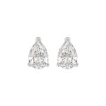 LADIES SOLITAIRE EARRINGS 3CT PEAR DIAMOND 14K WHITE GOLD