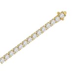 LADIES TENNIS BRACELET 7 1/2CT ROUND DIAMOND 14K YELLOW GOLD - Image 3