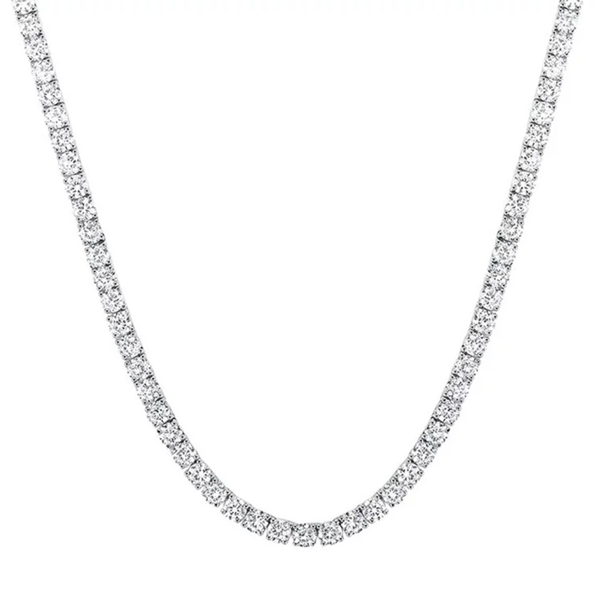 LADIES TENNIS NECKLACE 11CT ROUND DIAMOND 14K WHITE GOLD - Image 1