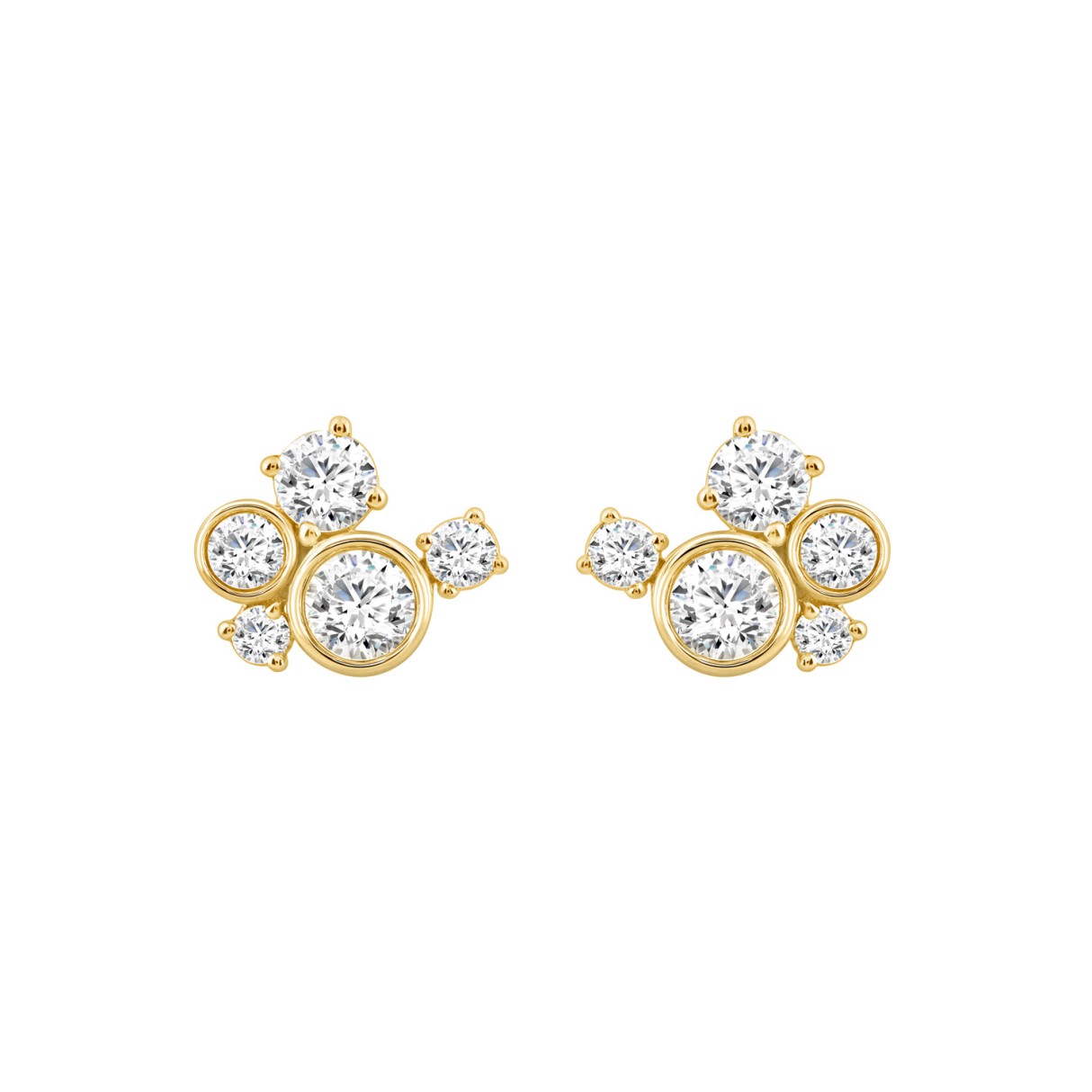 1.00CT Yellow Gold 10K Round Diamond Fashion Earrings for Women (Color F-G Clarity VS1/VS2) - Image 1