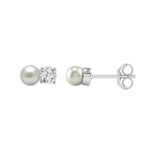 10K White Gold 1/4Ct Round Diamond & Pearl Fashion Ladies Earrings  Classic Fine Jewelry For Her (Color F-G Clarity Vs1/Vs2) - Image 3