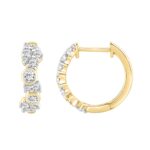 10K Yellow Gold 3/4CT Round Diamond Hoop Earrings for Women (Color F-G -Clarity VS1/VS2) - Image 2