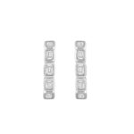 14K WHITE GOLD 1.00CT EMERALD DIAMOND LADIES EARRINGS
