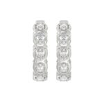 14K WHITE GOLD 1.00CT OVAL DIAMOND HOOP EARRINGS