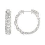 14K WHITE GOLD 1.00CT OVAL DIAMOND HOOP EARRINGS - Image 2