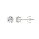 14K WHITE GOLD 1.00CT ROUND DIAMOND LADIES EARRING - Image 2