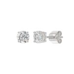 14K WHITE GOLD 1.00CT ROUND DIAMOND LADIES EARRING - Image 3