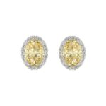 14K WHITE GOLD 2 1/2CT ROUND/YELLOW OVAL DIAMOND LADIES EARRINGS
