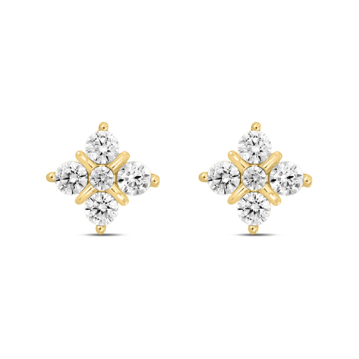 14K YELLOW GOLD 1 1/2CT ROUND DIAMOND LADIES EARRINGS - Image 1