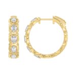14K YELLOW GOLD 1.00CT OVAL DIAMOND HOOP EARRINGS - Image 2