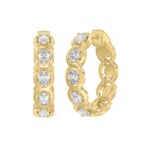 14K YELLOW GOLD 1.00CT OVAL DIAMOND HOOP EARRINGS - Image 3
