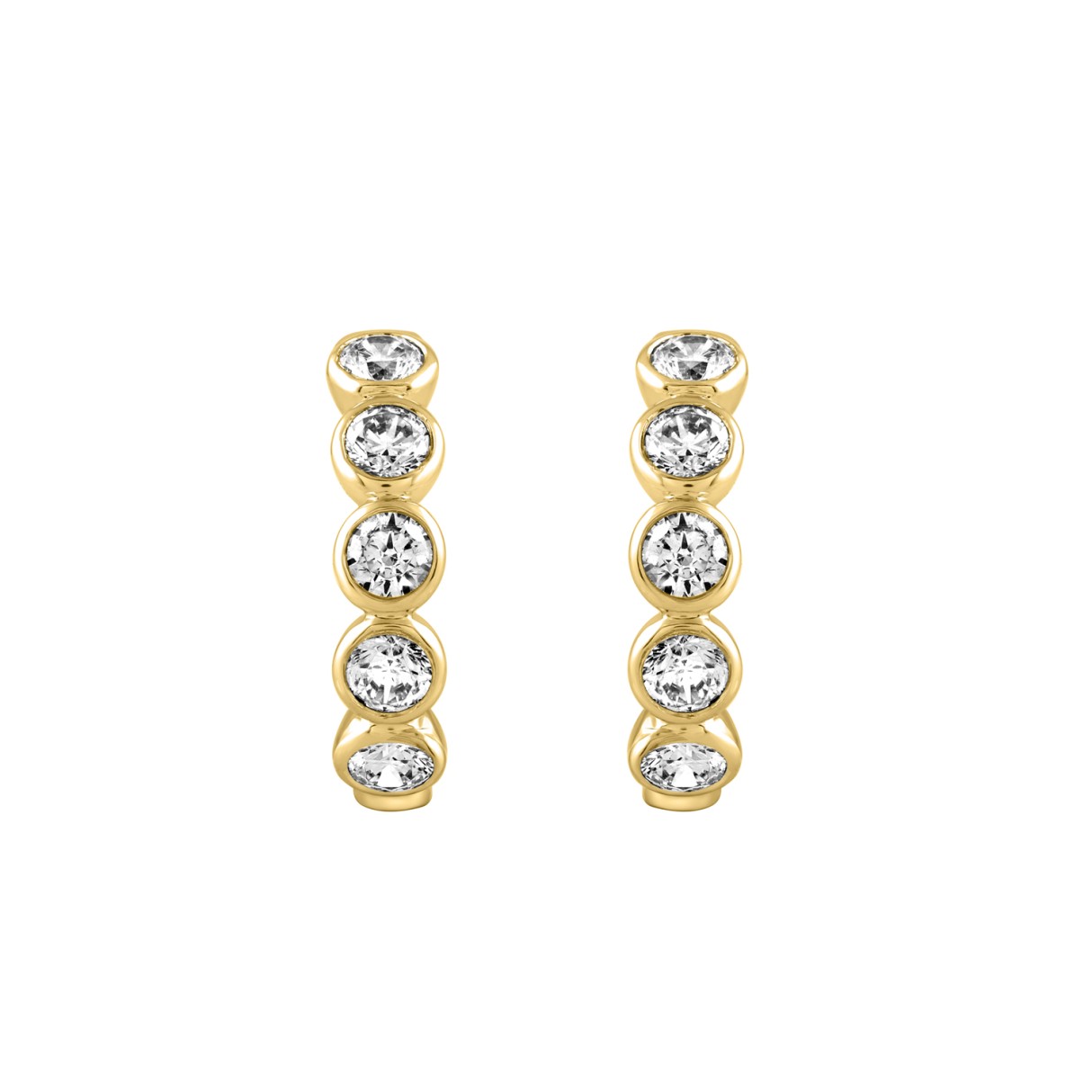 14K YELLOW GOLD 1.00CT ROUND DIAMOND LADIES EARRINGS - Image 1