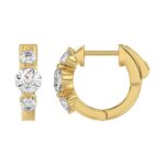 14K YELLOW GOLD 1.00CT ROUND DIAMOND LADIES HOOPS EARRING - Image 2