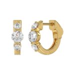 14K YELLOW GOLD 1.00CT ROUND DIAMOND LADIES HOOPS EARRING - Image 3