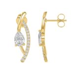 14K YELLOW GOLD 1.00CT ROUND/PEAR DIAMOND LADIES EARRINGS - Image 2