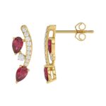 14K YELLOW GOLD 1.00CT ROUND/PEAR DIAMOND LADIES EARRINGS (PEAR RUBY DIAMOND 7/8CT) - Image 2