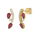 14K YELLOW GOLD 1.00CT ROUND/PEAR DIAMOND LADIES EARRINGS (PEAR RUBY DIAMOND 7/8CT) - Image 3
